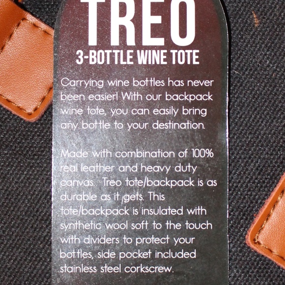 Primeware INC, 3 bottle leather wine tote Backpack - Picture 13 of 15